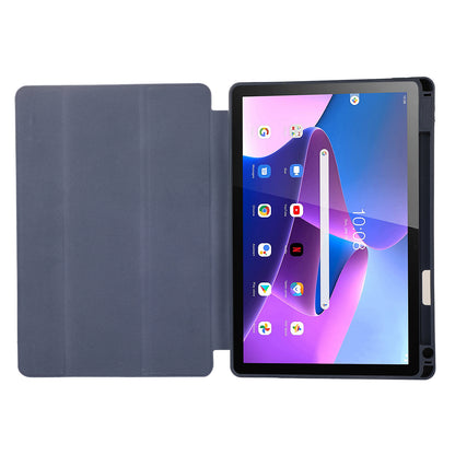 Tri-Fold Stand Cover for Lenovo Tab M10 Plus (3rd Gen) / Xiaoxin Pad 2022 10.6 inch , PU Leather Solid Color Tablet Case with Pen Holder