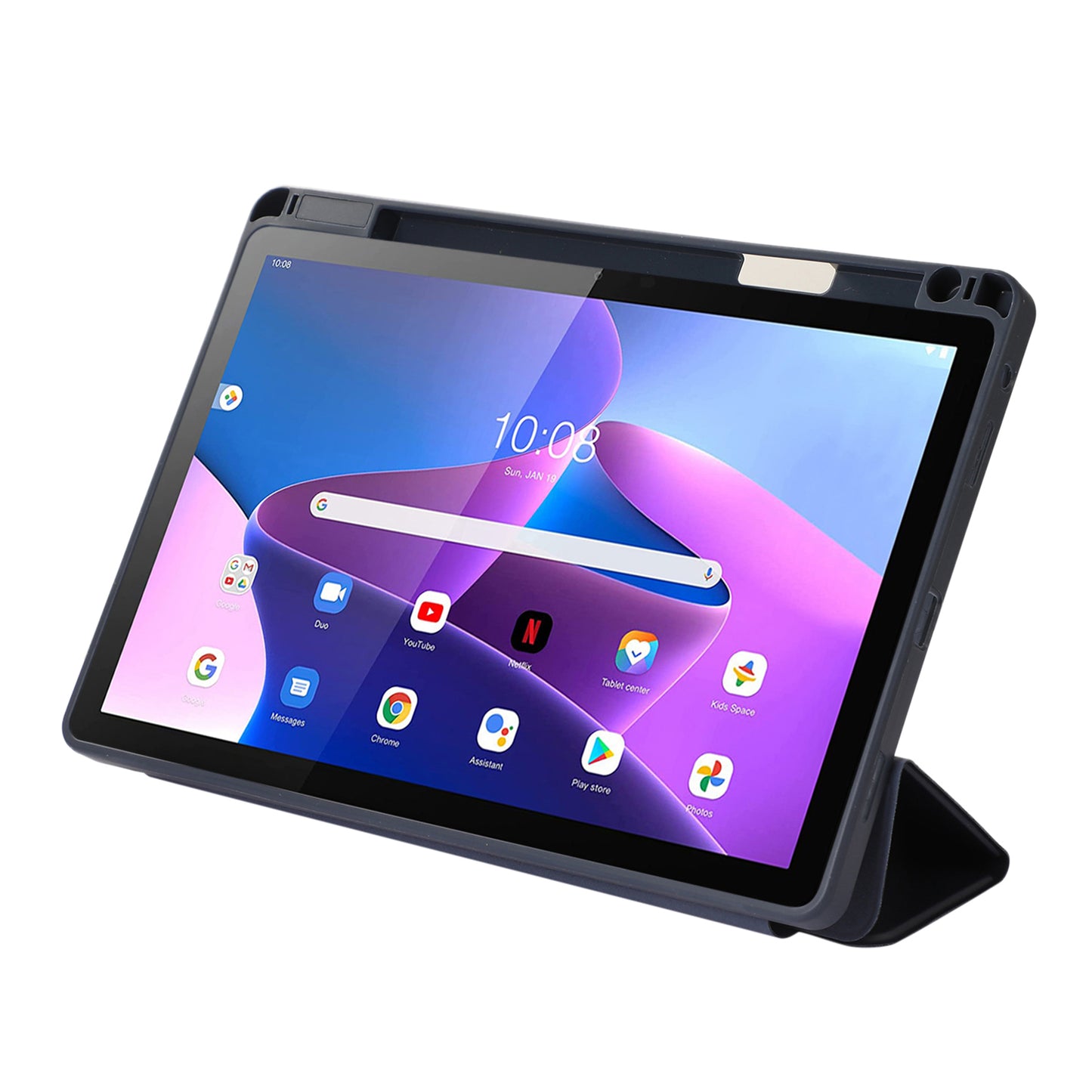 Tri-Fold Stand Cover for Lenovo Tab M10 Plus (3rd Gen) / Xiaoxin Pad 2022 10.6 inch , PU Leather Solid Color Tablet Case with Pen Holder