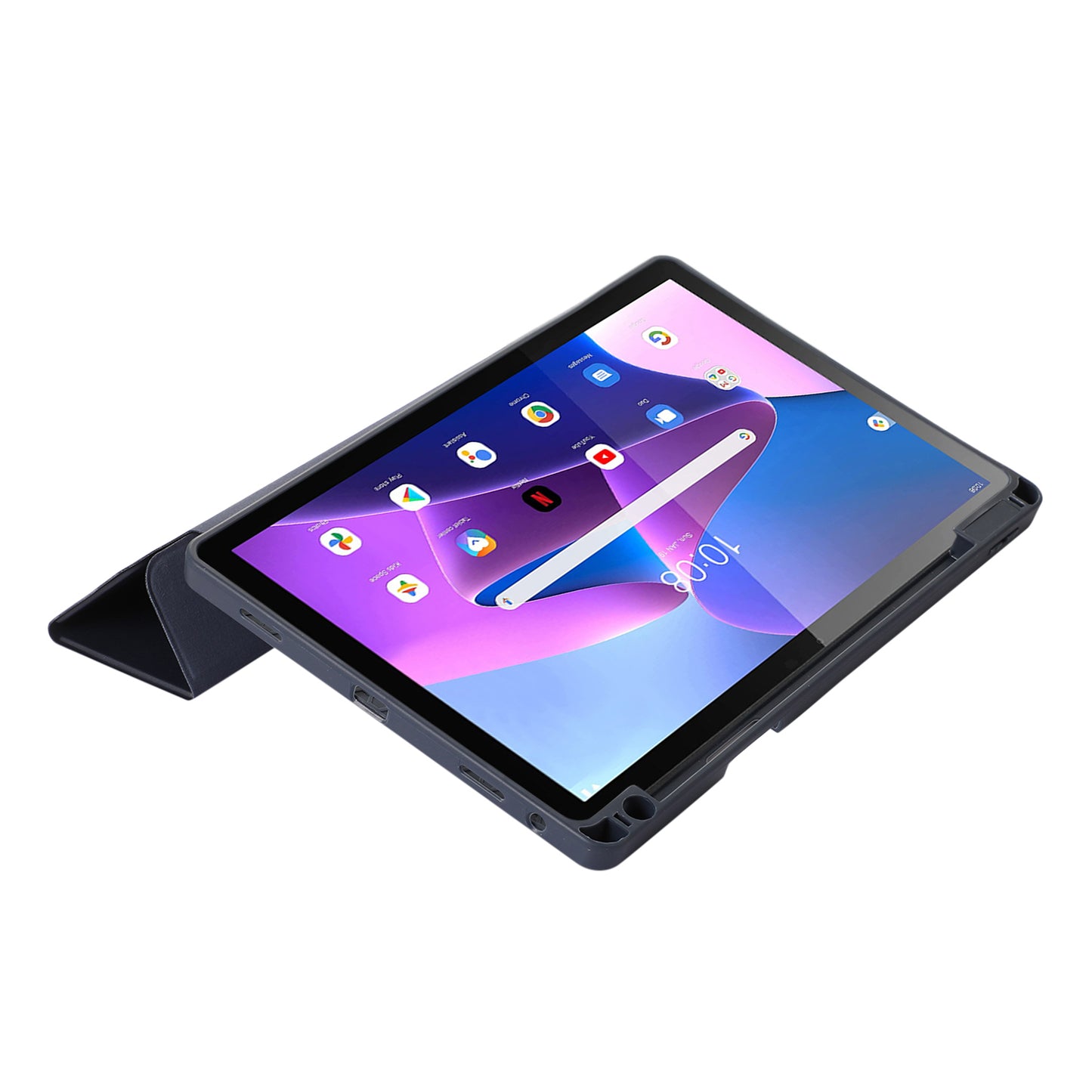 Tri-Fold Stand Cover for Lenovo Tab M10 Plus (3rd Gen) / Xiaoxin Pad 2022 10.6 inch , PU Leather Solid Color Tablet Case with Pen Holder