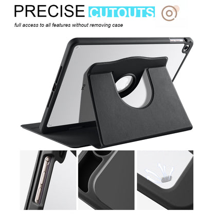 For iPad Air (2013) / Air 2 / iPad 9.7-inch (2017) / (2018) PU Leather+Acrylic Tablet Case Rotary Kickstand Cover with Pen Holder