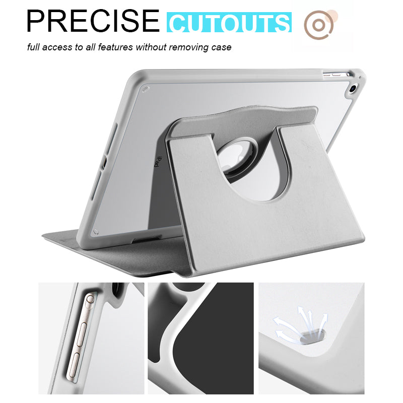 For iPad Air (2013) / Air 2 / iPad 9.7-inch (2017) / (2018) PU Leather+Acrylic Tablet Case Rotary Kickstand Cover with Pen Holder
