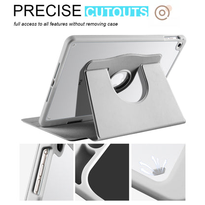 For iPad Air (2013) / Air 2 / iPad 9.7-inch (2017) / (2018) PU Leather+Acrylic Tablet Case Rotary Kickstand Cover with Pen Holder