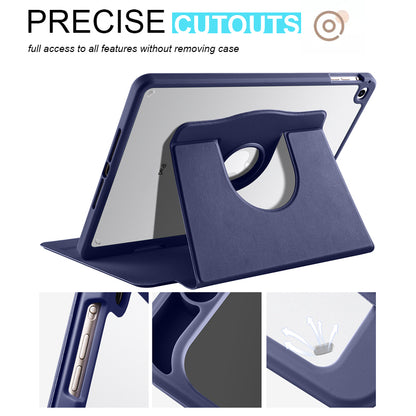 For iPad Air (2013) / Air 2 / iPad 9.7-inch (2017) / (2018) PU Leather+Acrylic Tablet Case Rotary Kickstand Cover with Pen Holder