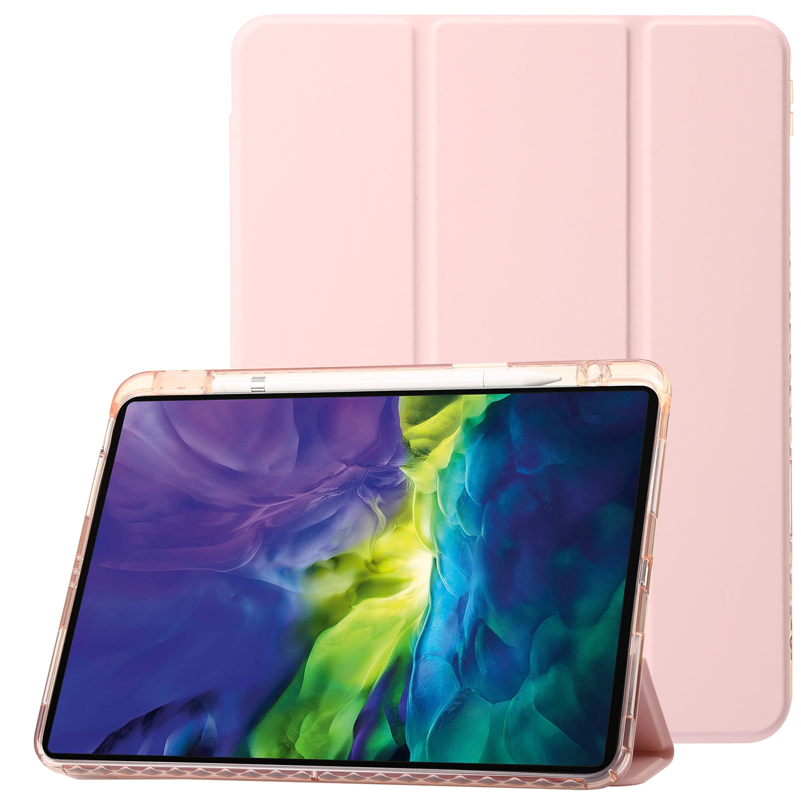 Tablet Case for iPad Pro 11 (2018) / (2020) / (2021) / (2022) / iPad Air (2020) / (2022) / iPad 10.9 (2022) Leather + Clear Acrylic  Trifold Stand Cover