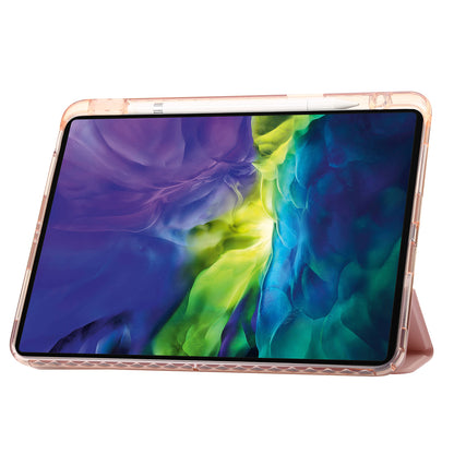 Tablet Case for iPad Pro 11 (2018) / (2020) / (2021) / (2022) / iPad Air (2020) / (2022) / iPad 10.9 (2022) Leather + Clear Acrylic  Trifold Stand Cover