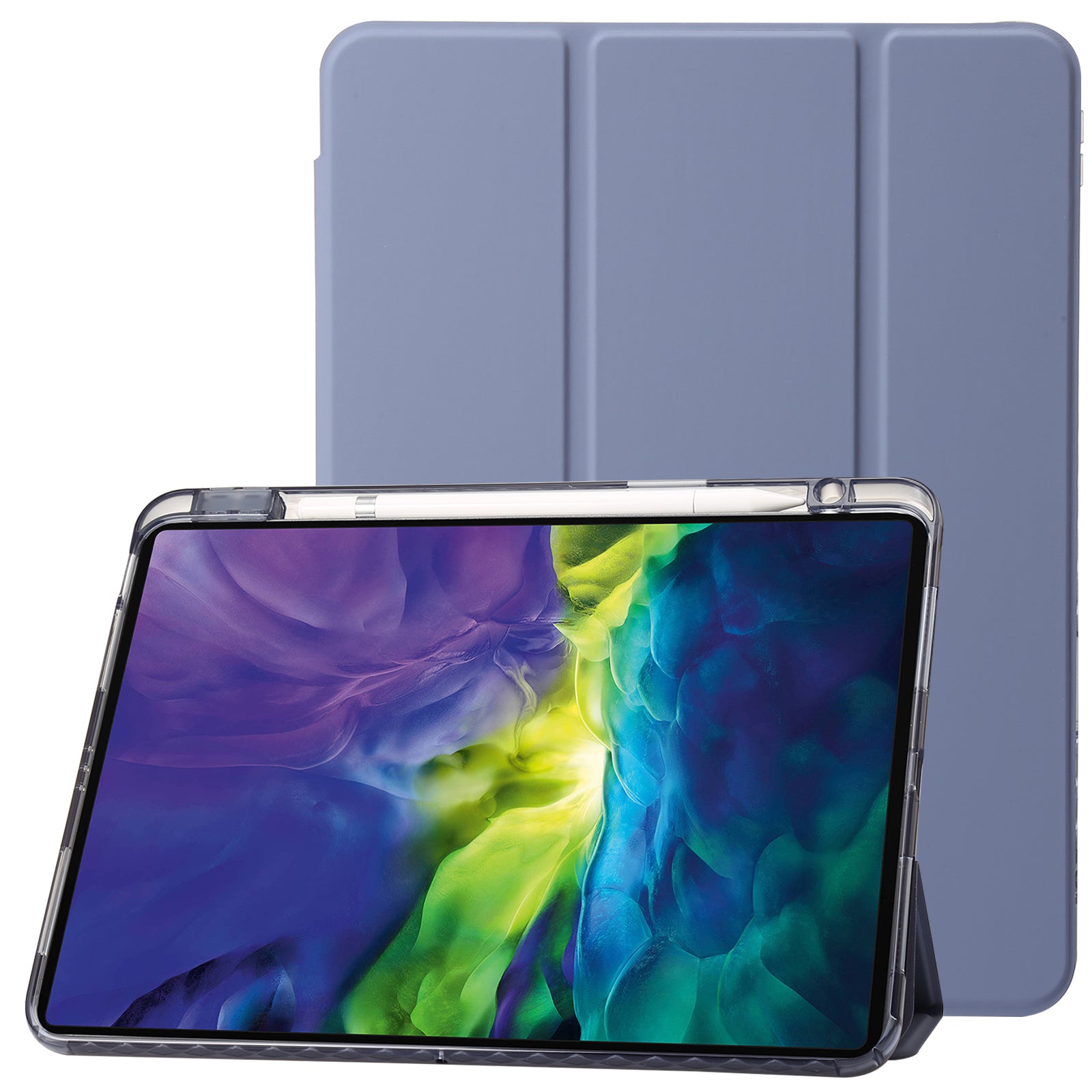 Tablet Case for iPad Pro 11 (2018) / (2020) / (2021) / (2022) / iPad Air (2020) / (2022) / iPad 10.9 (2022) Leather + Clear Acrylic  Trifold Stand Cover