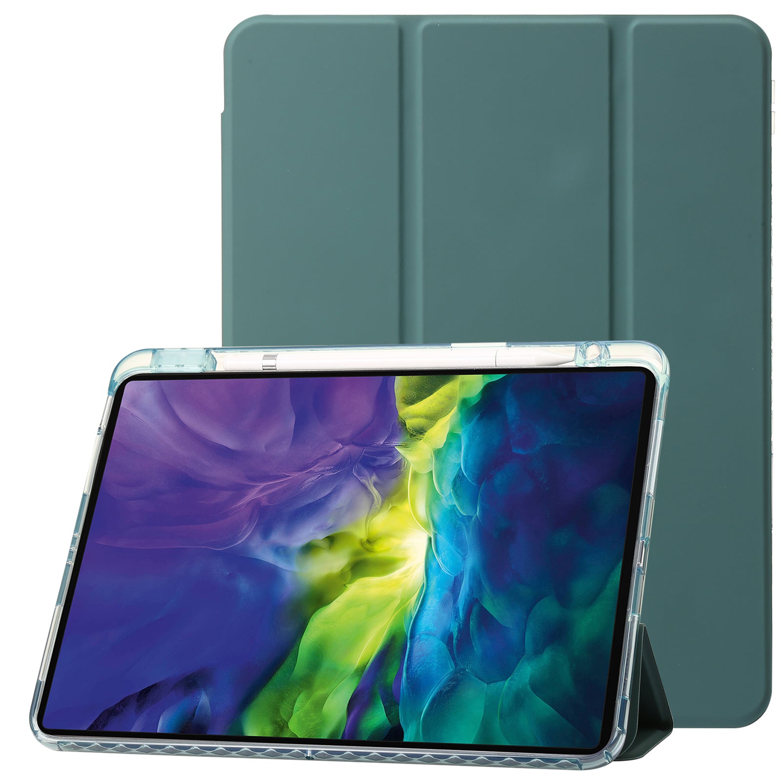 Tablet Case for iPad Pro 11 (2018) / (2020) / (2021) / (2022) / iPad Air (2020) / (2022) / iPad 10.9 (2022) Leather + Clear Acrylic  Trifold Stand Cover