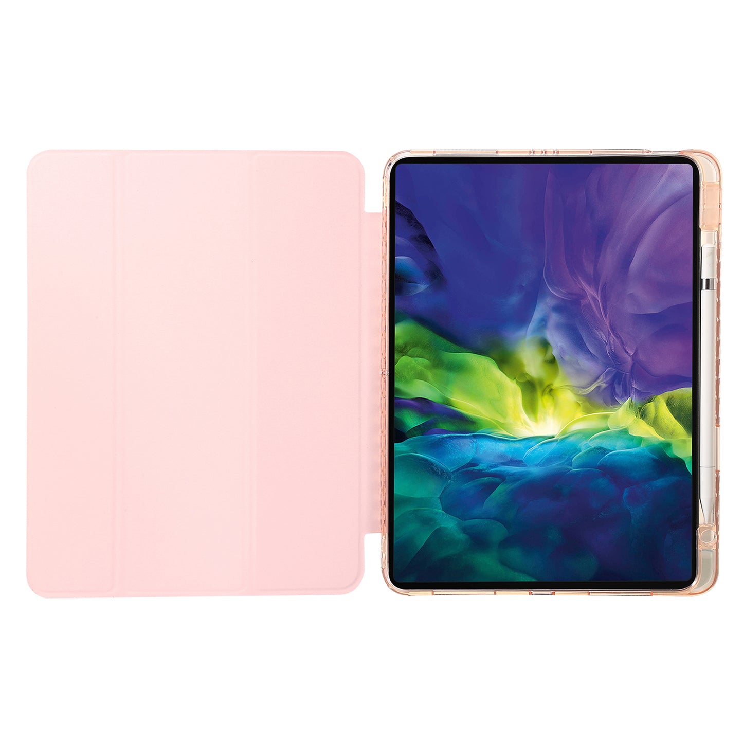 Tablet Case for iPad Pro 11 (2018) / (2020) / (2021) / (2022) / iPad Air (2020) / (2022) / iPad 10.9 (2022) Leather + Clear Acrylic  Trifold Stand Cover