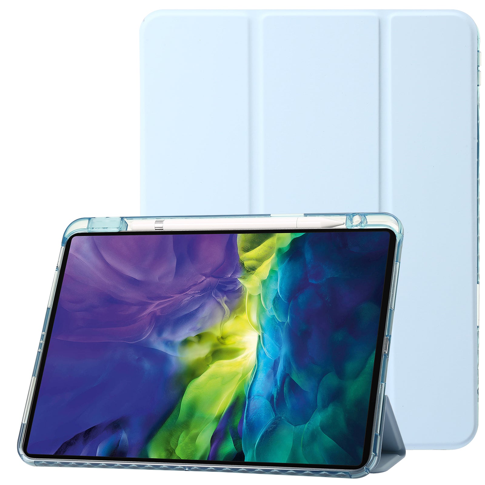 Tablet Case for iPad Pro 11 (2018) / (2020) / (2021) / (2022) / iPad Air (2020) / (2022) / iPad 10.9 (2022) Leather + Clear Acrylic  Trifold Stand Cover