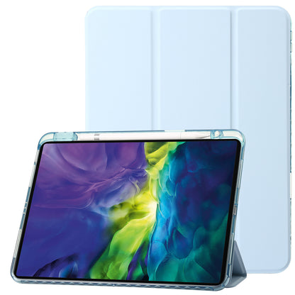 Tablet Case for iPad Pro 11 (2018) / (2020) / (2021) / (2022) / iPad Air (2020) / (2022) / iPad 10.9 (2022) Leather + Clear Acrylic  Trifold Stand Cover