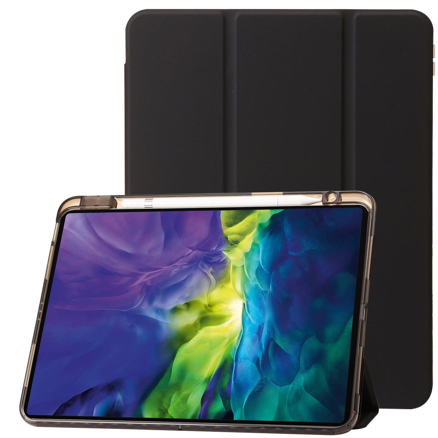 Tablet Case for iPad Pro 11 (2018) / (2020) / (2021) / (2022) / iPad Air (2020) / (2022) / iPad 10.9 (2022) Leather + Clear Acrylic  Trifold Stand Cover