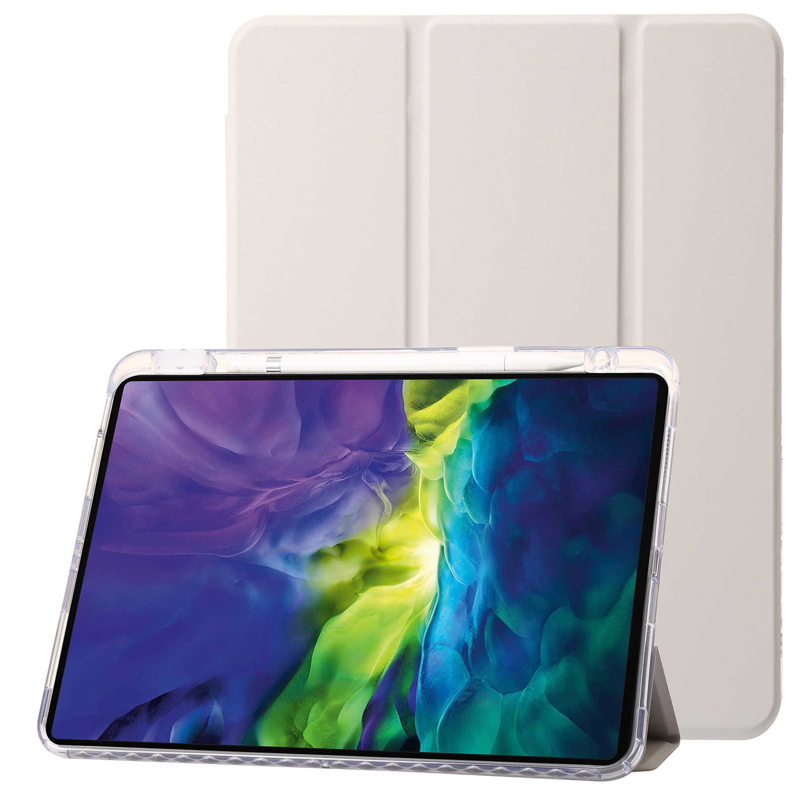 Tablet Case for iPad Pro 11 (2018) / (2020) / (2021) / (2022) / iPad Air (2020) / (2022) / iPad 10.9 (2022) Leather + Clear Acrylic  Trifold Stand Cover