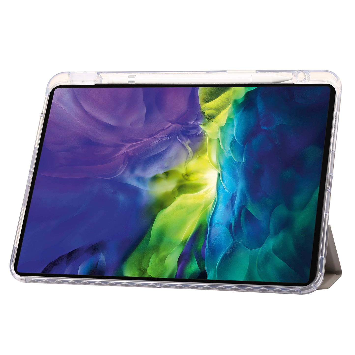 Tablet Case for iPad Pro 11 (2018) / (2020) / (2021) / (2022) / iPad Air (2020) / (2022) / iPad 10.9 (2022) Leather + Clear Acrylic  Trifold Stand Cover