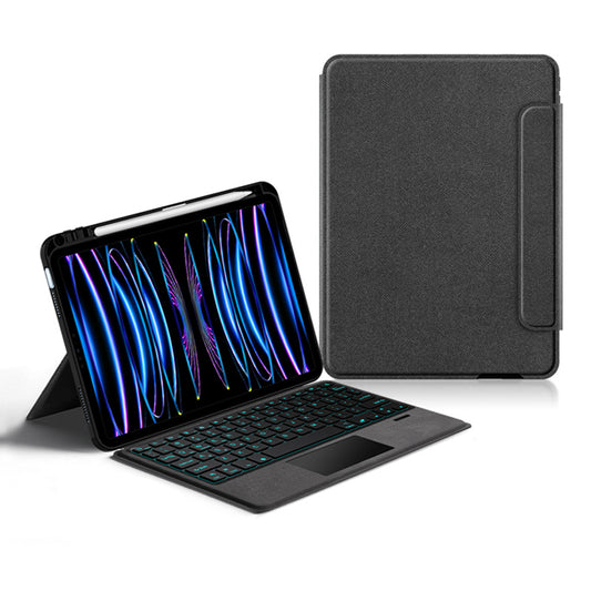 For iPad Pro 11 (2020) / (2021) / (2022) Cool Backlight Typing Keyboard with Genuine Cow Leather Tablet Stand Cover