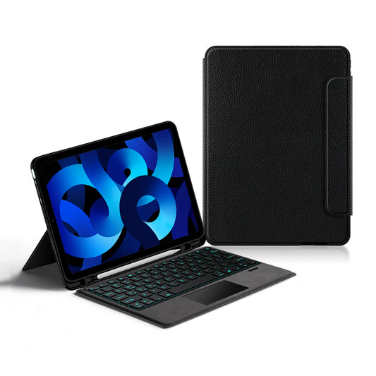 For iPad Air (2020) / (2022) Backlight Typing Keyboard with Genuine Cow Leather Tablet Stand Cover