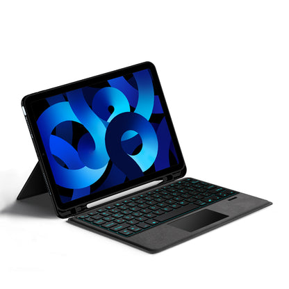 For iPad Air (2020) / (2022) Backlight Typing Keyboard with Genuine Cow Leather Tablet Stand Cover