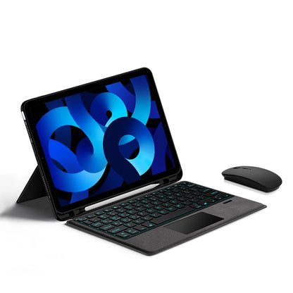 For iPad Air (2020) / (2022) Backlight Typing Keyboard with Genuine Cow Leather Tablet Stand Cover