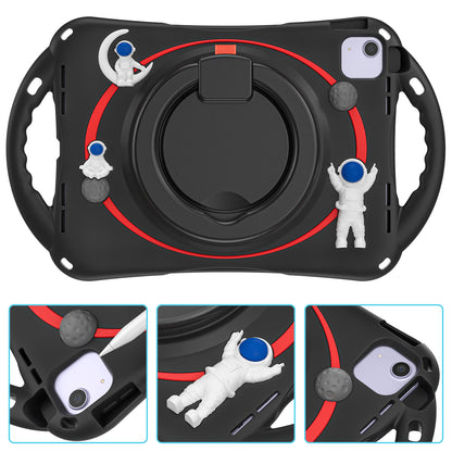 For iPad Air (2022) / (2020) / iPad Pro 11-inch (2018) / (2020) / (2021) / (2022) PC Silicone Case Tablet Case Astronaut Style-B Kickstand Hand Carrying Ring Cover