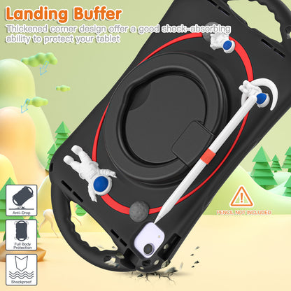For iPad Air (2022) / (2020) / iPad Pro 11-inch (2018) / (2020) / (2021) / (2022) PC Silicone Case Tablet Case Astronaut Style-B Kickstand Hand Carrying Ring Cover