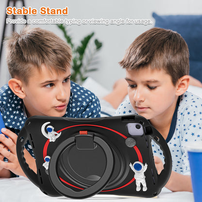 For iPad Air (2022) / (2020) / iPad Pro 11-inch (2018) / (2020) / (2021) / (2022) PC Silicone Case Tablet Case Astronaut Style-B Kickstand Hand Carrying Ring Cover