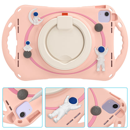 For iPad Air (2022) / (2020) / iPad Pro 11-inch (2018) / (2020) / (2021) / (2022) PC Silicone Case Tablet Case Astronaut Style-B Kickstand Hand Carrying Ring Cover