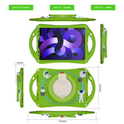 For iPad Air (2022) / (2020) / iPad Pro 11-inch (2018) / (2020) / (2021) / (2022) PC Silicone Case Tablet Case Astronaut Style-B Kickstand Hand Carrying Ring Cover