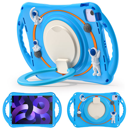 For iPad Air (2022) / (2020) / iPad Pro 11-inch (2018) / (2020) / (2021) / (2022) PC Silicone Case Tablet Case Astronaut Style-B Kickstand Hand Carrying Ring Cover