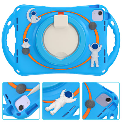 For iPad Air (2022) / (2020) / iPad Pro 11-inch (2018) / (2020) / (2021) / (2022) PC Silicone Case Tablet Case Astronaut Style-B Kickstand Hand Carrying Ring Cover