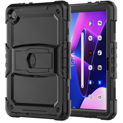 For Lenovo Tab M10 (Gen 3) TB-328F Anti-Scratch Silicone+PC Tablet Case Kickstand Cover with Strap
