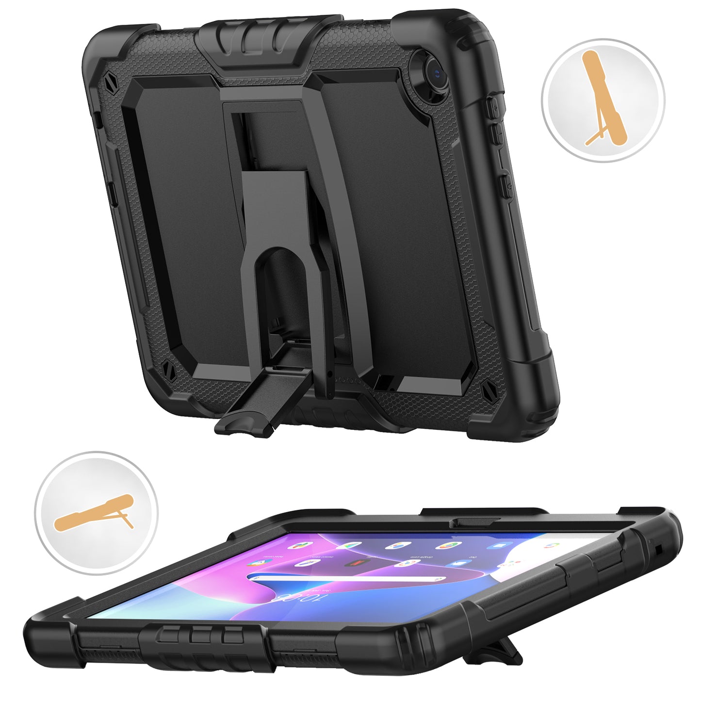 For Lenovo Tab M10 (Gen 3) TB-328F Anti-Scratch Silicone+PC Tablet Case Kickstand Cover with Strap