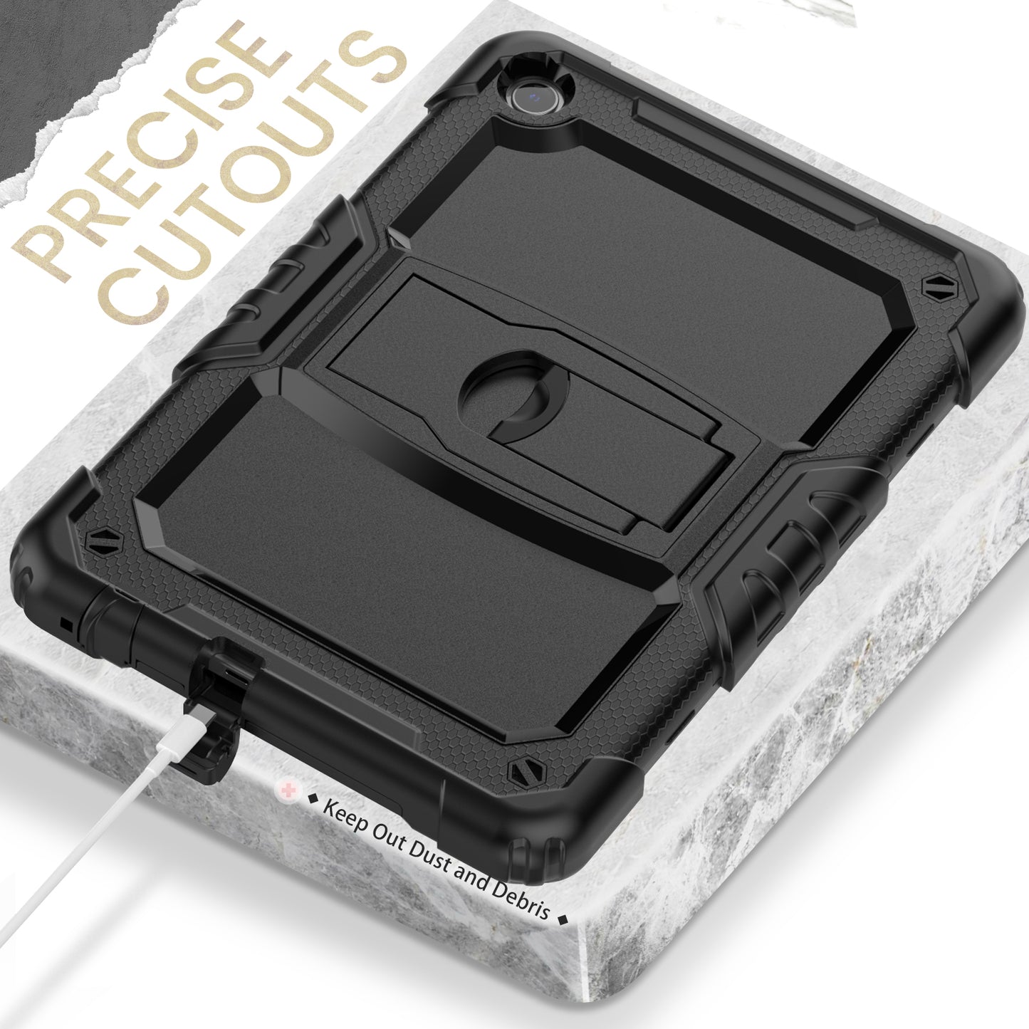 For Lenovo Tab M10 (Gen 3) TB-328F Anti-Scratch Silicone+PC Tablet Case Kickstand Cover with Strap