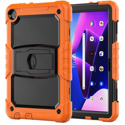 For Lenovo Tab M10 (Gen 3) TB-328F Anti-Scratch Silicone+PC Tablet Case Kickstand Cover with Strap