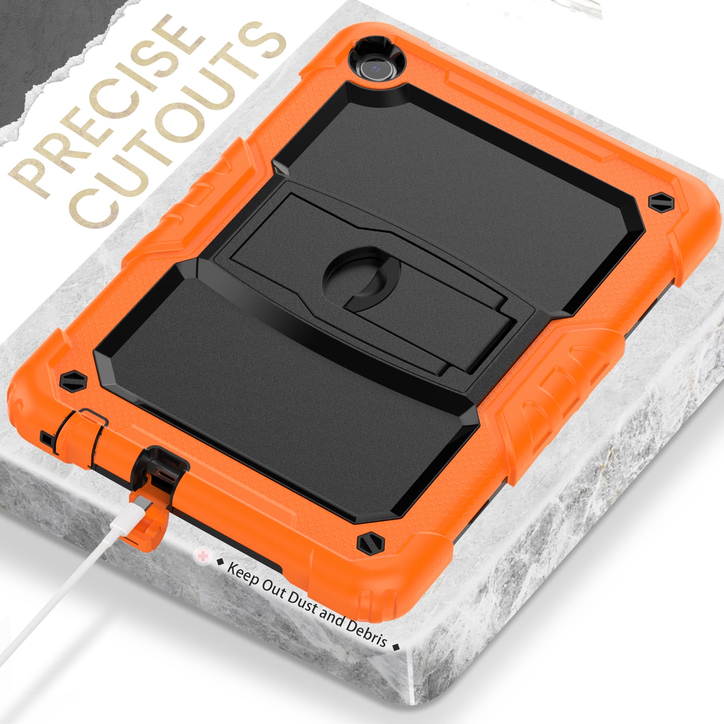 For Lenovo Tab M10 (Gen 3) TB-328F Anti-Scratch Silicone+PC Tablet Case Kickstand Cover with Strap