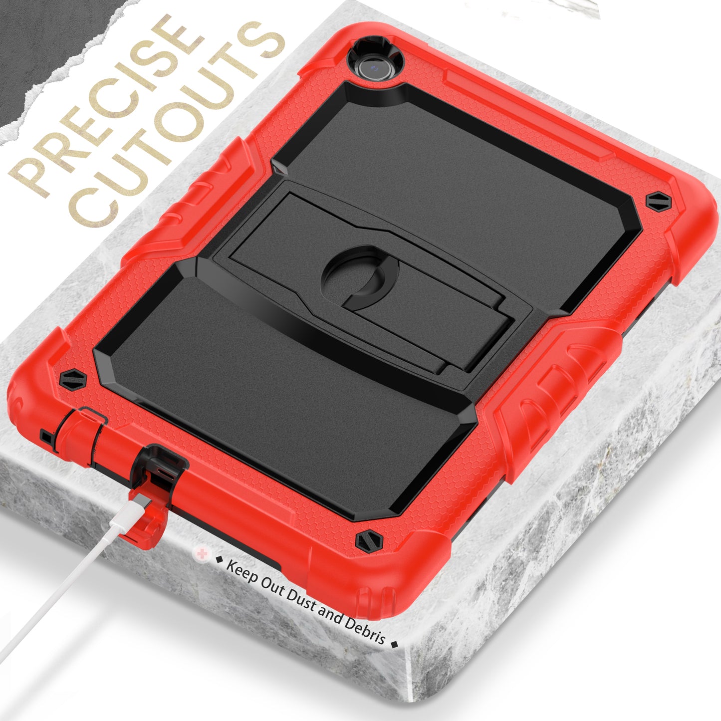 For Lenovo Tab M10 (Gen 3) TB-328F Anti-Scratch Silicone+PC Tablet Case Kickstand Cover with Strap