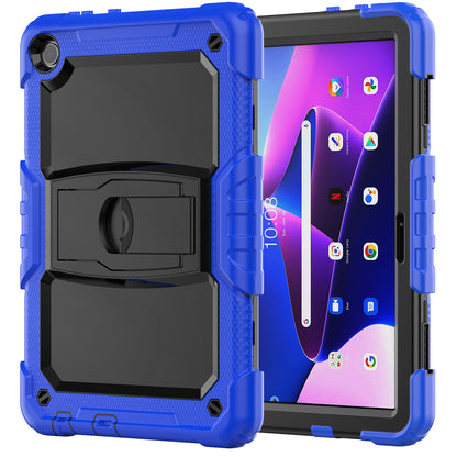 For Lenovo Tab M10 (Gen 3) TB-328F Anti-Scratch Silicone+PC Tablet Case Kickstand Cover with Strap