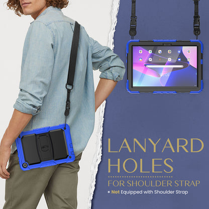 For Lenovo Tab M10 (Gen 3) TB-328F Anti-Scratch Silicone+PC Tablet Case Kickstand Cover with Strap