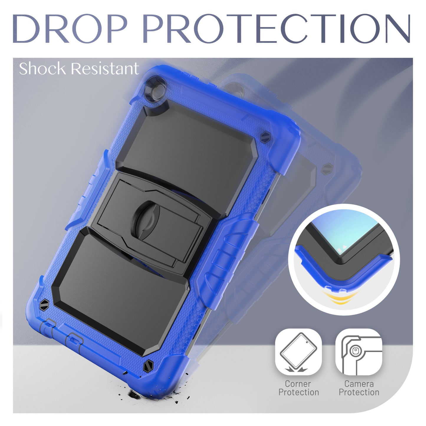 For Lenovo Tab M10 (Gen 3) TB-328F Anti-Scratch Silicone+PC Tablet Case Kickstand Cover with Strap