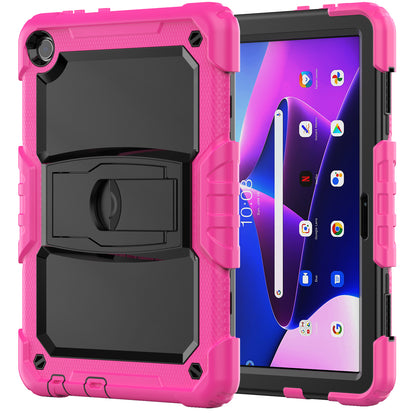 For Lenovo Tab M10 (Gen 3) TB-328F Anti-Scratch Silicone+PC Tablet Case Kickstand Cover with Strap