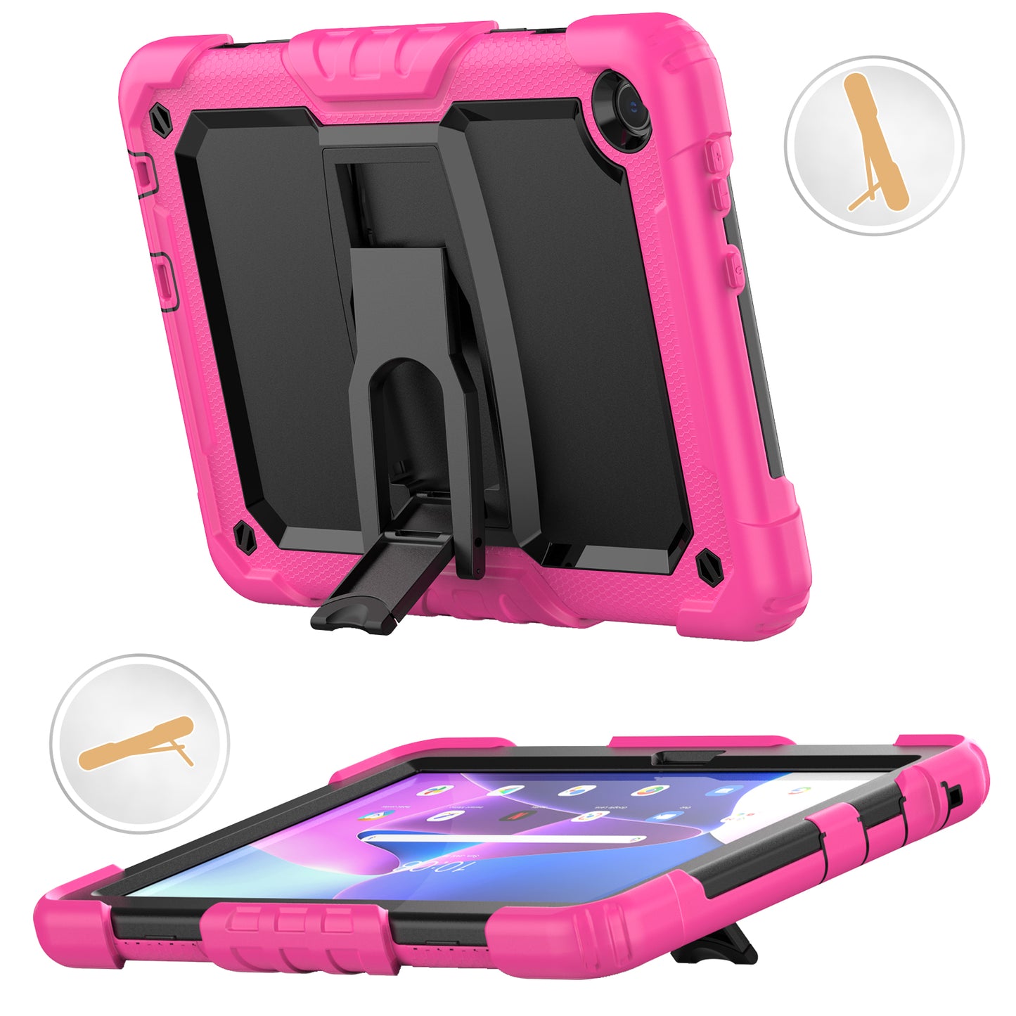 For Lenovo Tab M10 (Gen 3) TB-328F Anti-Scratch Silicone+PC Tablet Case Kickstand Cover with Strap