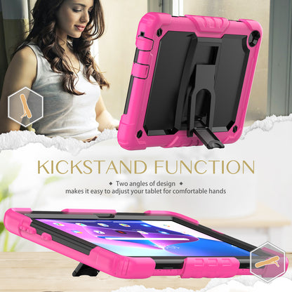 For Lenovo Tab M10 (Gen 3) TB-328F Anti-Scratch Silicone+PC Tablet Case Kickstand Cover with Strap
