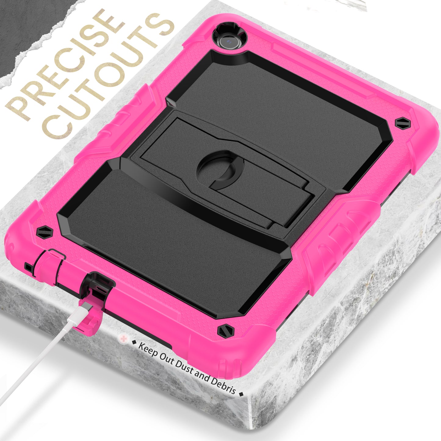 For Lenovo Tab M10 (Gen 3) TB-328F Anti-Scratch Silicone+PC Tablet Case Kickstand Cover with Strap