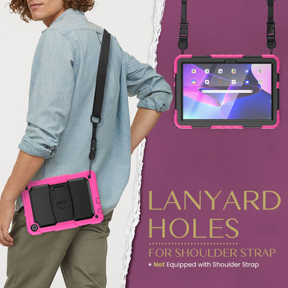 For Lenovo Tab M10 (Gen 3) TB-328F Anti-Scratch Silicone+PC Tablet Case Kickstand Cover with Strap