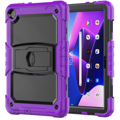 For Lenovo Tab M10 (Gen 3) TB-328F Anti-Scratch Silicone+PC Tablet Case Kickstand Cover with Strap