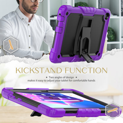 For Lenovo Tab M10 (Gen 3) TB-328F Anti-Scratch Silicone+PC Tablet Case Kickstand Cover with Strap