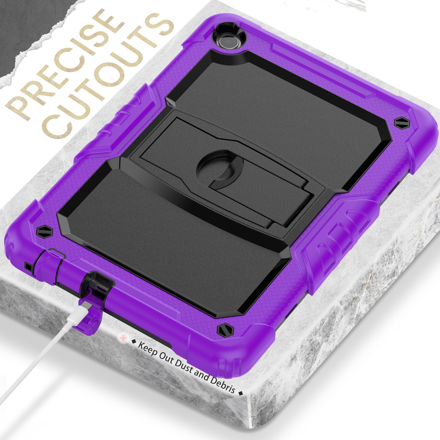 For Lenovo Tab M10 (Gen 3) TB-328F Anti-Scratch Silicone+PC Tablet Case Kickstand Cover with Strap