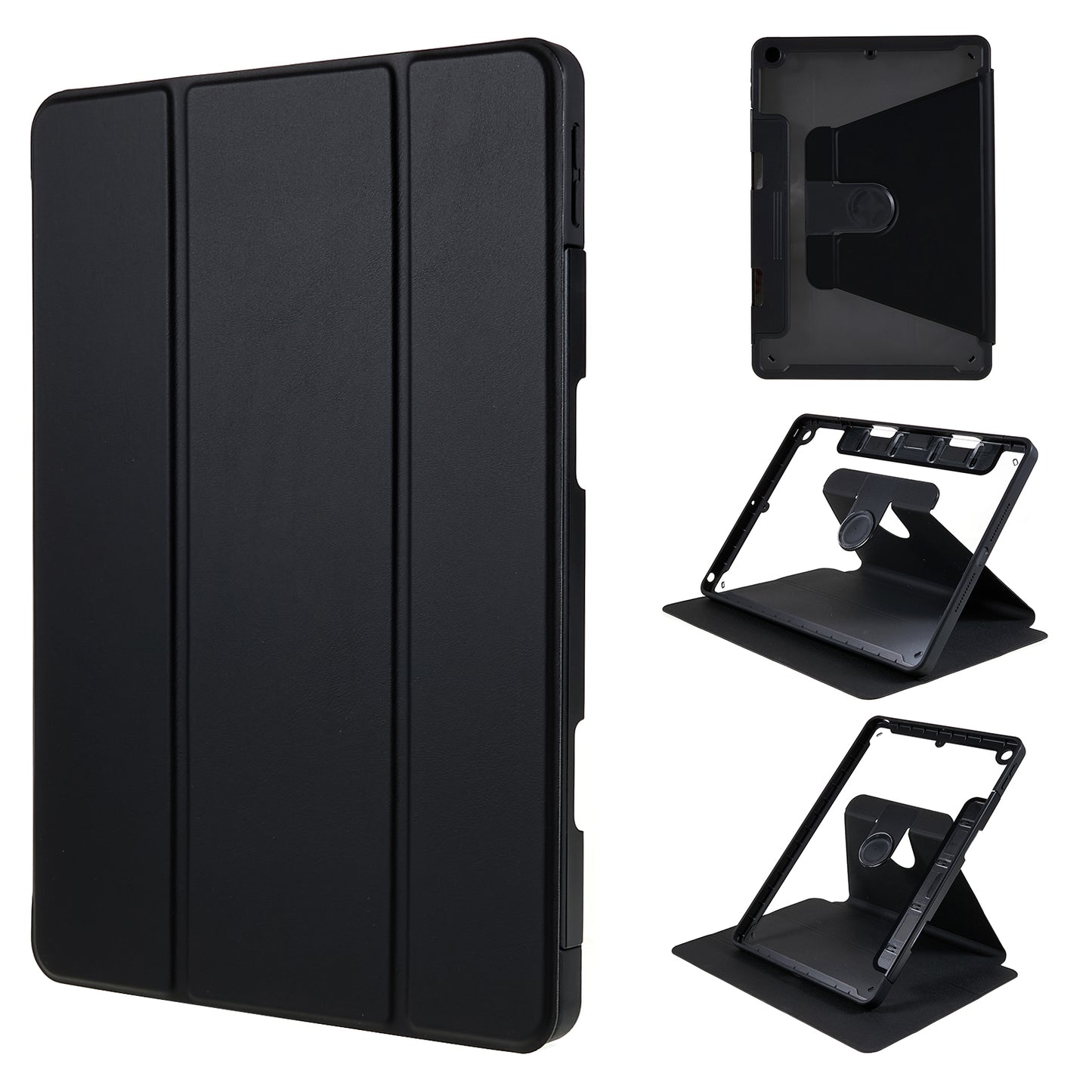 For iPad 9.7-inch (2017) / (2018) Rotating Stand Tablet Case Tablet Leather Cover with Detachable Pencil Holder