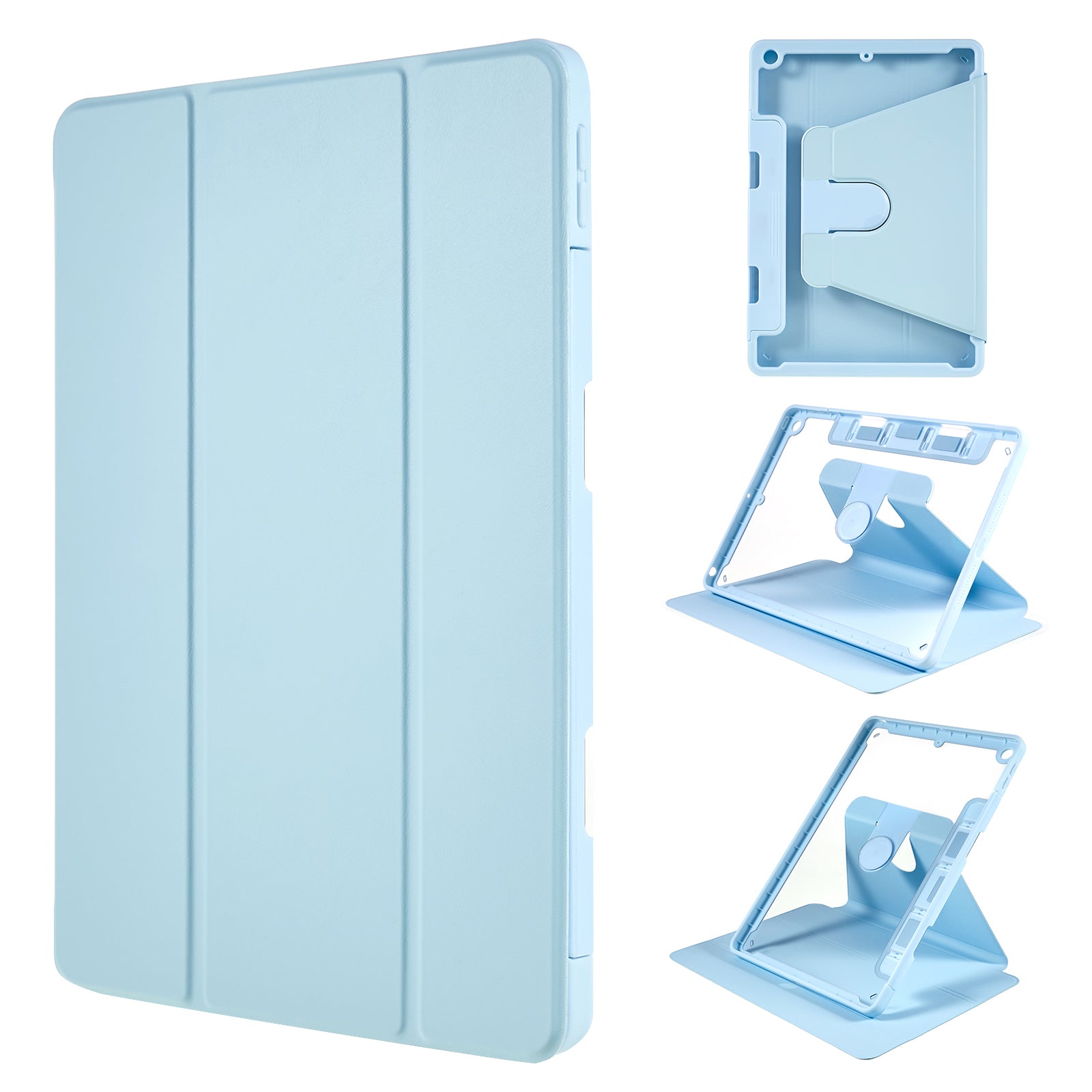 For iPad 9.7-inch (2017) / (2018) Rotating Stand Tablet Case Tablet Leather Cover with Detachable Pencil Holder