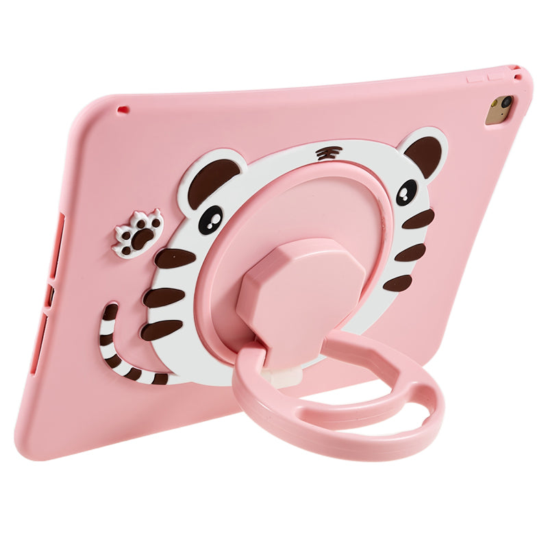 For iPad Air (2013) / Air 2 / iPad 9.7-inch (2017) / (2018) / Pro 9.7 inch (2016) Rotary Kickstand Tablet Case Cat Style PC+Silicone Cover