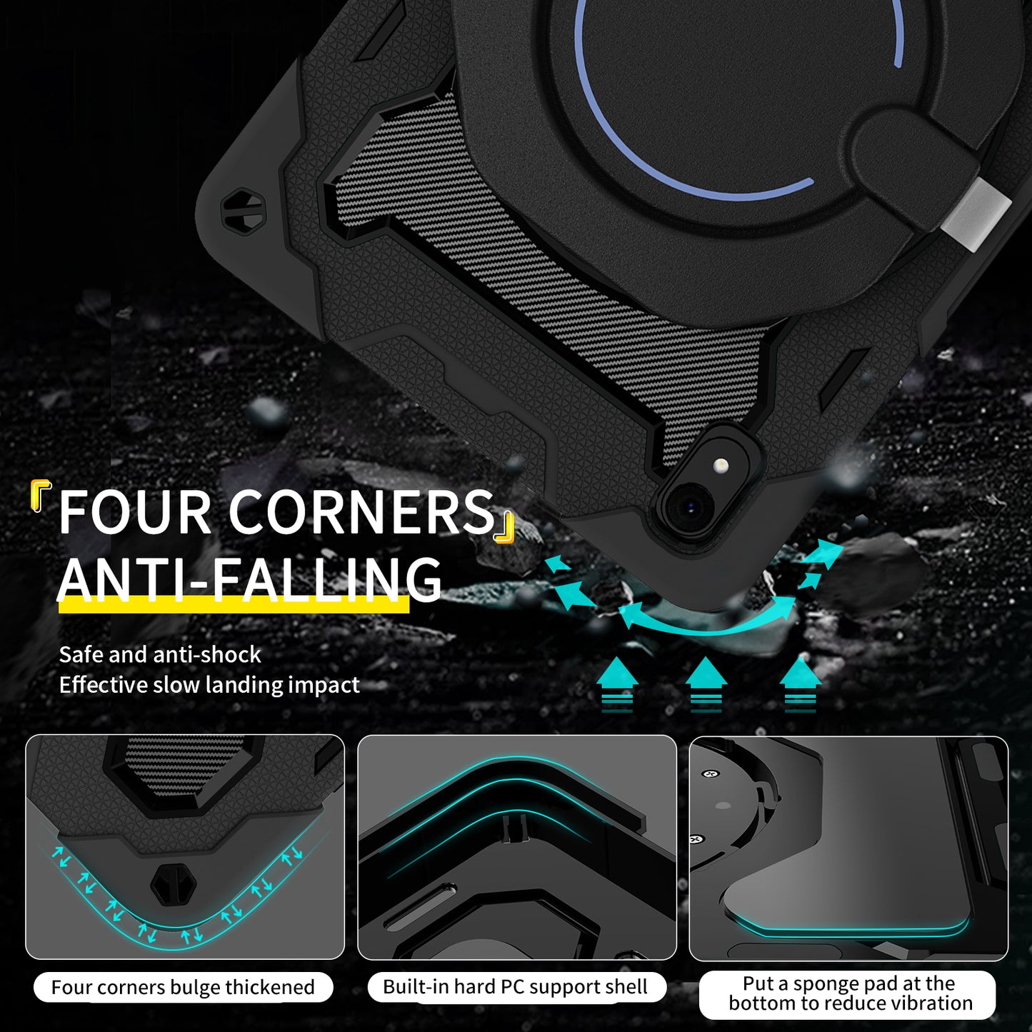 For Huawei MatePad 11 (2023) Silicone+PC Protective Case Rotating Handle Kickstand Tablet Cover with Pencil Holder and Shoulder Strap