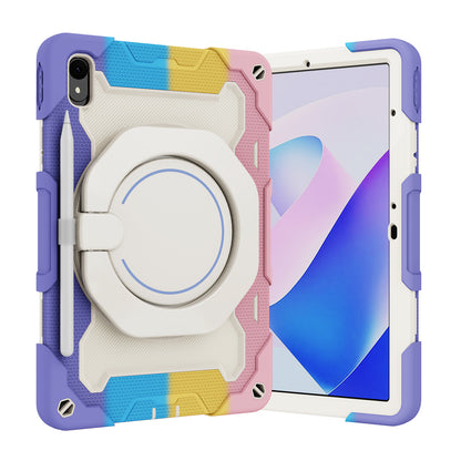 For Huawei MatePad 11 (2023) Silicone+PC Protective Case Rotating Handle Kickstand Tablet Cover with Pencil Holder and Shoulder Strap